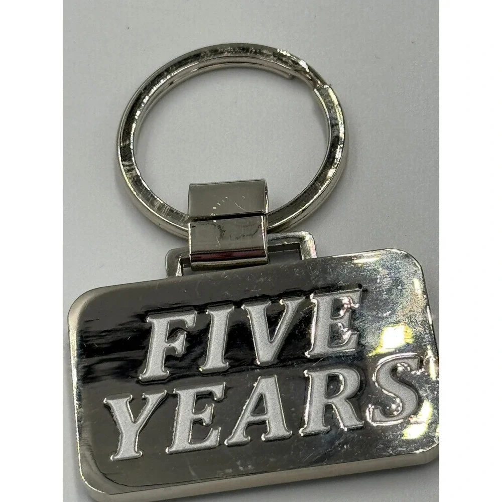 Albertsons 5 Year Service Award Keychain Silver Tone Metal Employee Collectible